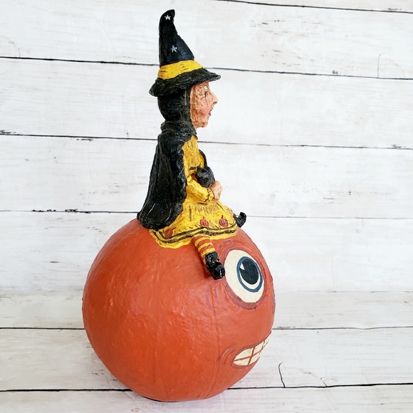 Dept 56 Poliwoggs halloween vintage inspired american folk art witch pumpkin JOL - Picture 5 of 12